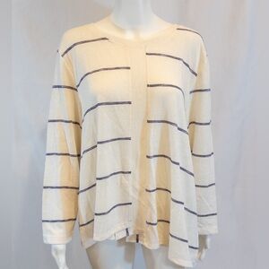 Habitat Clothes Pullover Beige & Black Stripe Knit Asymmetrical Top - NWT, XL